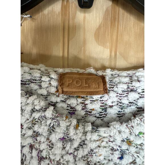 POL Distressed Confetti Knit Hooded Pullover Sweater Cottagecore Boho Chunky M - Picture 8 of 14